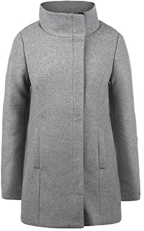 Desires Wolke Women's Woll Coat Outdoor Jacket with Funnel Neck, Size:XL, Colour:Light Grey Melange (8242)
