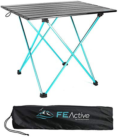 FE Active Table Pliante Compacte en Auminium - Conçue comme Table de Camping Portable Compacte et Légère, pour la Plage, la Randonnée, Le Trekking, Le Camping, la Pêche | Conçue en Californie