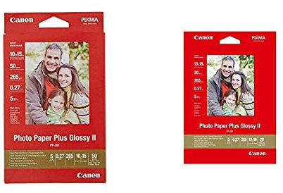 Canon Fotopapier PP-201 glänzend - 10x15 cm 50 Blatt für Tintenstrahldrucker - PIXMA Drucker (265 g/qm) & 2311B018 PP-201 plus photo paper 260g/m2 5x7 inch 20 Blatt Pack