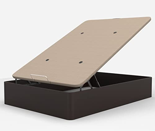 DORMIDAN - Canapé abatible de Gran Capacidad con Esquinas Redondeadas en Madera, Base tapizada 3D Transpirable + 4 válvulas aireación (wengué, 150x180cm)