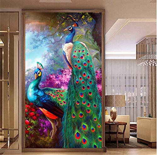 Nicole Knupfer DIY 5D Diamant Malerei Set Diamant Painting Pfau Diamond Painting Full Drill Diamant Gemälde Mahlen nach Zahlen Kits Home Wand Dekor Kunst Bilder (45x80cm)