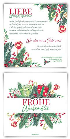 20 x Individuelle Firmen Weihnachtskarten geschäftlich quadratisch - Geschenke