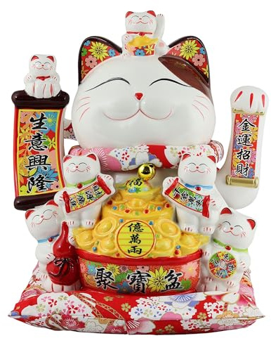 Freak Scene Glückskatze - Maneki-Neko - Winkekatze aus Porzellan 30 cm weiß - Maneki Neko 05