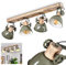 Deckenleuchte Orny, 4-flammiger Deckenstrahler aus Holz und Metall in grün, Industrial/Vintage Look Zimmerlampe, 4 x E27, die Leuchtenköpfe sind verstellbar,ohne Leuchtmittel