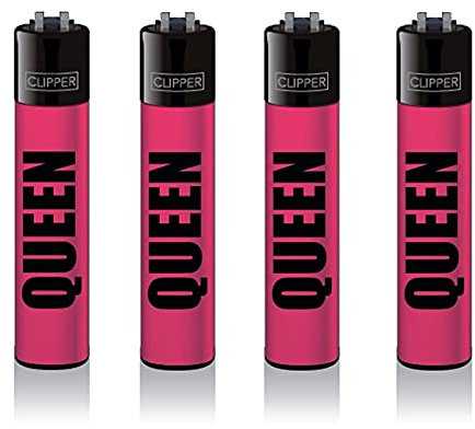Clipper Classic Original Queen(4er Set) + 1 Clipper DHOBIA Feuerzeug wiederverwendbares, nachfüllbares und wieder flinbares Kunststoff-Taschenfeuerzeug