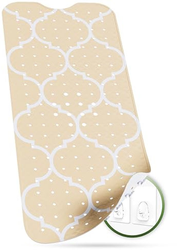 SilverRack Badewannenmatte 100x40 cm (Marokko Motiv Beige Vanilla) - Antirutschmatte Badewanne BPA frei für Kinder und Babys - Duschmatte schimmelresistent & maschinenwaschbar - Boho Badematte