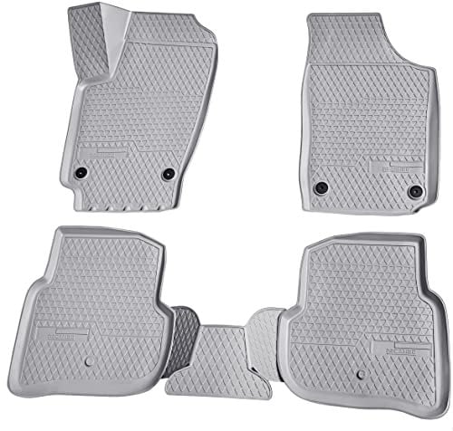 Recambo 3D Gummi Fußmatten kompatibel für VW Polo | 6R / 6C | BJ 2009-2017 | Auto Gummimatten | Passgenau | mit Rand | grau