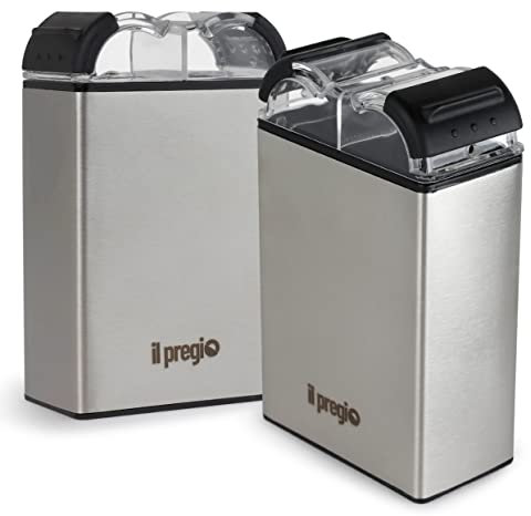 Il Pregio Double Spice Stainless Steel Seasoning Jar Shaker - 2 in 1 Salt and Pepper Dispenser with Adjustable Pour Holes - 2 Pack