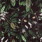 VEELIKE Tapete Blätter Grün Tropische Tapete Blumen Schwarz 45 cm × 900 cm Fototapete Dschungel Mustertapete Beeren Blumentapete Vintage Tapeten Wohnzimmer Muster Flur Schlafzimmer Schrankpapier