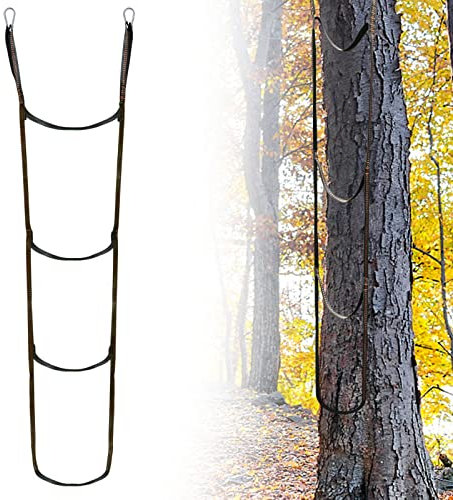 3-Step Climbing Stick Aider, Heavy Duty Climbing Aider Hunting Saddle Platform Sticks Webbing Ladder Strap, Tree Stand Climbing Sticks Ladder Hanging Rope, Tree Stands for Caving Black