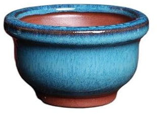Wensmy 2pcs Glaze Bonsai Pots Ceramic Modern Glaze Succulent Planter Pot with Drainage Hole Vintage Bonsai Mini Glazed Pots Cactus Flower Container Bowl Garden Decoration (7.8x4.8cm)