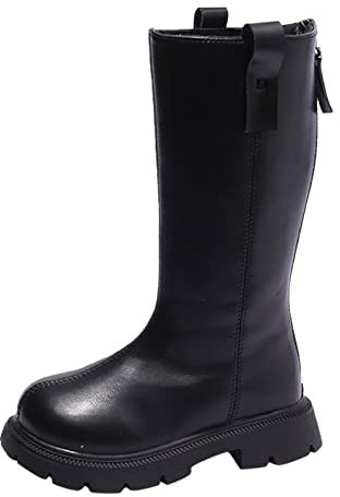Stivaletti da equitazione per bambini 35 – nero in ecopelle semi-lungo stivali da equitazione per bambini, antiscivolo, suola in gomma, impermeabili, stivali da neve invernali, Nero , 28 EU