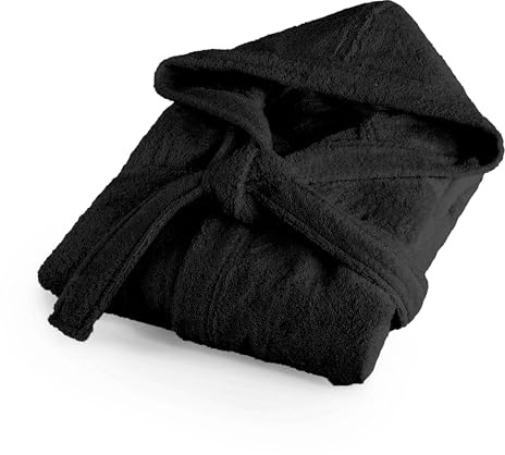 Bassetti, Accappatoio, Spugna 100% Cotone Pettinato, 360gsm, 54 cm x 56 cm, Taglia XL, Tinta Unita, ANTRACITE - NERO