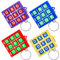 VOSSOT Lot de 16 porte-clés Tic Tac Toe pour enfants, porte-clés, fête, petit cadeau, sac à dos, trousseau de clés en plastique (rouge, bleu, jaune, violet)