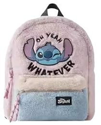 FAKKA Lilo and Stitch Sac à dos en peluche pour enfants Sac à dos d'école Sac à dos 3D pour livre Cadeau,Rose