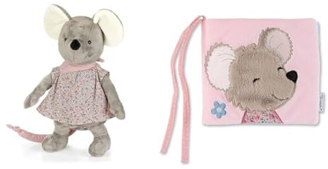Sterntaler 3022001 Spieltier Sternchen Mabel, Für Babys ab der Geburt, 46 cm, Grau/Mehrfarbig, L & 3502001 Spielbuch, Maus Mabel, Alter: Kinder ab 0 Jahren, Mehrfarbig