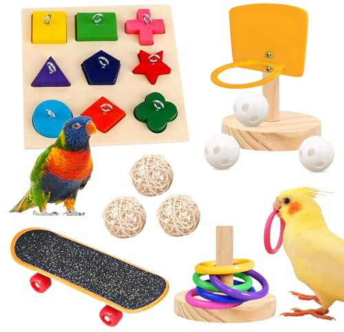 MEYAGOT 4 Stück Papageien Spielzeug Set, Papagei Spielzeuge, Papageienspielzeug, Papageien-Puzzle-Spielzeug Vogel Intelligence Trainings Spielzeug Für Sittiche, Conure, Aras, Finken