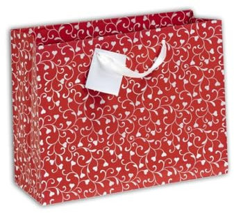 Clairefontaine 212870Cpack - Packung 5 Geschenktasche - Tüte , Format Shopping (32x13x24,5cm), Kollektion Valentine, 170g, Herzen - Weiß, geeignet für voluminöse Geschenke, 1 Pack