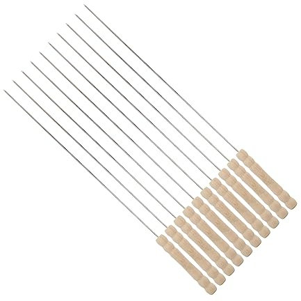 OFFSCH 10stücke Edelstahl Grillspieße Runde Bbq Bratenspieße Für Fleisch Garnelen Huhn Und Gemüse Spieße Zum Grillen Und Barbecue