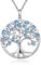 jiamiaoi Ciondolo a forma di albero della vita, placcato in oro bianco, con albero della vita, collana in argento con albero della vita, Zirconia cubica