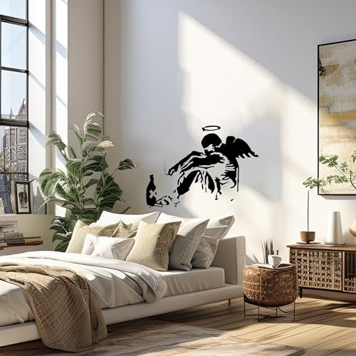 Banksy Wandtattoo, Motiv: gefallener Engel – Street Art Graffiti-Dekor