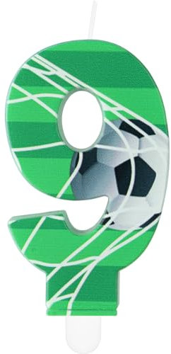 Soccer Number Birthday Candles, Football Birthday Number 9 Candle for Cake, Boys Soccer Theme Birthday Party Decorations, Green Ball 9 Candle Cake Topper Decorations for Boys Men Celebrations Supplies