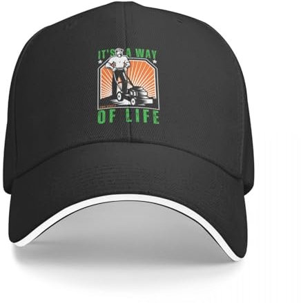 QFLLQLFF Basecap Lustiger Rasen-Ranger reitet Wieder Retro-Garten-Rasenmäher-Eimer-Hut, Baseball-Mütze, Rugby-Ny-Kappe, Kappen für Männer und Frauen