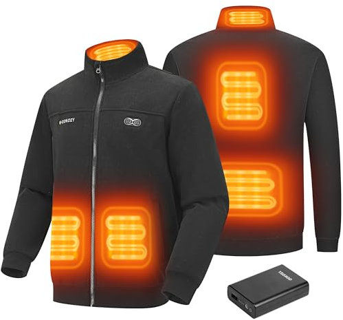 Gokozy Beheizte Jacke für Herren – Beheizte Körperwärmer, Heizjacken, leichte Oberbekleidung, Mantel, beheizte Jacke mit 7,4 V Akku-Pac, Schwarz , XL