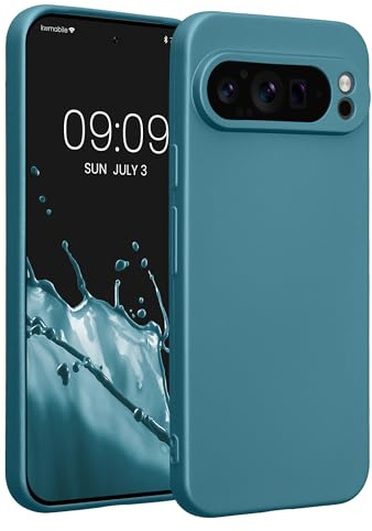 kwmobile Handyhülle für Google Pixel 9 Pro XL Hülle - weiche Silikon Case metallisch schimmernd - Schutzhülle Cover - Metallic Karibikblau