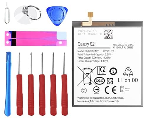 Akku für Samsung Galaxy S21, 5000mAh Neu Upgrade EB-BG991ABY Akku für Samsung Galaxy S21 Modell:SM-991U1 mit Reparatur Tool Kit