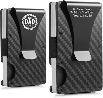 OTXIXTO Herren Kartenhalter Brieftasche mit Geldklammer Gravur Text/Symbol Minimalistische Schlank Geldbörse mit RFID Blockieren Kreditkartenhalter mit Geldklammer Brieftasche für Männer Vatertag - A1