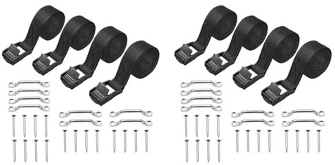 Guihydur 2X 1Inch X 4Ft Battery Tie Down Strap Kit with Stainless Steel Cam Buckle, Bracket and Screws for Boats, Luggage Belt