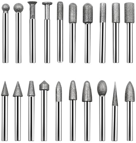 Greethga Brocas diamantadas cilíndricas con vástago de 6 mm, puntas cilíndricas, fresas de corte revestidas, instrumentos de lapidario, piedra de jade, mármol