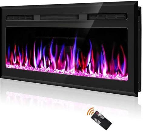 QWERTYUI AISHANBAIHUODIAN Apto for chimeneas eléctricas, chimeneas de Pared y empotradas, Inserto de Chimenea Lineal con Control Remoto(Size 43 Mirrored)