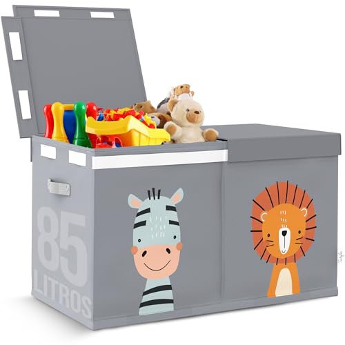 Tutifu® Caja de Almacenaje de Juguetes Plegable de Tela de 85 L. Baúl para Juguetes Infantil, Organizador de Juguetes en Tela Oxford. Guardar Juguetes Almacenamiento. Tapas Reforzadas con Solapas