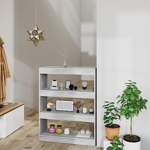 Bücherregal/Raumteiler Grau Sonoma 80x30x103 cm Holzwerkstoff,Klassisches Holzregal in Grau Sonoma Vielseitiges Bücherregal oder Raumteiler für Zuhause Wohnzimmer, Bücherregale & Bücherschränke
