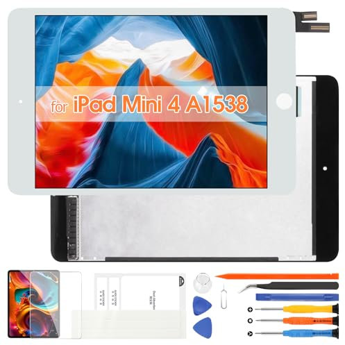 Schermo LCD per iPad Mini 4 2015 7.9” - LCD Display per iPad Mini4 4th Gen A1538 A1550 Touch Screen Vetro Sostituzione per iPad Mini 4 LCD Digitalizzatore Sensor Assemblaggio Riparazione Tool (Bianco)