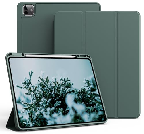 KVTVOU Case for iPad Pro 13 Inch 2025 M5/2024 M4 (8th/7th Gen), Green | Soft TPU Shockproof, Tri-Fold Stand Cover, Pencil Holder Support Pencil Charging and Auto Wake/Sleep Case for iPad Pro 13