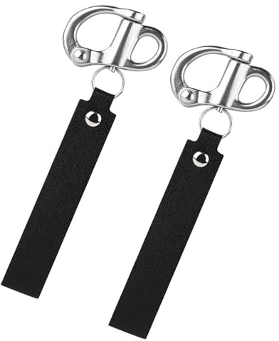 Tinoaly 2St Schnellverschluss Schäkel für Feuerwehrleute mit Lederband, Schnellverschluss Clip für SCBA Maske Edelstahl Schnappschäkel Schnellverschluss Schäkelband Feuerwehrzubehör