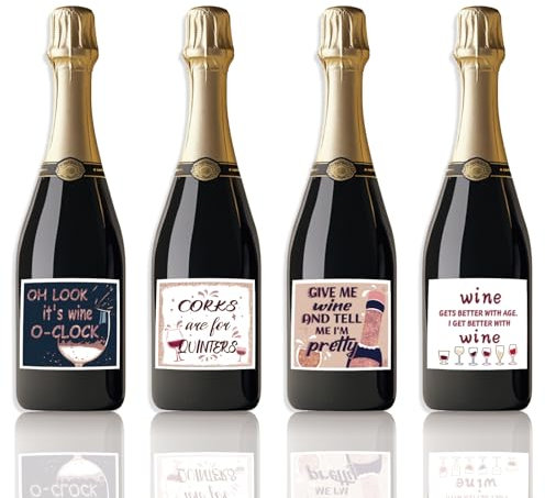 SUPERDANT 40PCS Fun Text Wine Bottle Label Champagne Labels Funny Text Wine Bottle Sticker Champagne Labels for Bottles Party Label Stickers Covers for Wedding Birthday Bridal Shower Party Gifts