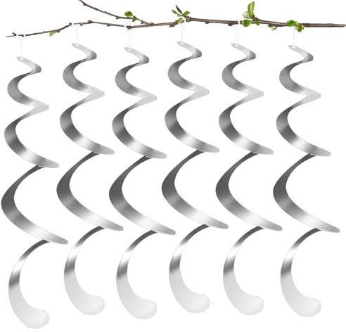 JIEBAO Effektive Vogelabwehr zur Abschreckung - 6er Set Windspirale Vogelabwehr Reflektierend Vogelschreck Spirale Windspiel für draußen hängend Balkon Garten