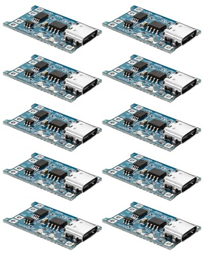 10 Pezzi TC4056 Charger Modulo USB-C 5V 1A Caricabatterie Module Circuito Protezione con Funzioni di Protezione Doppia Type-C Ingresso per Batterie Li-ion 18650