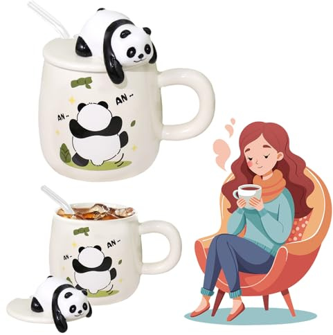 Tasse Panda, Tasses en céramique de thé au lait Kawaii,Cadeau de tasse du matin animal 3D, Chat Cadeau Noel Tasse A The Choses mignonnes