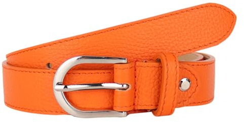 MIRROSI Ledergürtel Damen Herren Gürtel, Made in Italy, 3cm breit (Orange (Silberne Schnalle), 95cm)