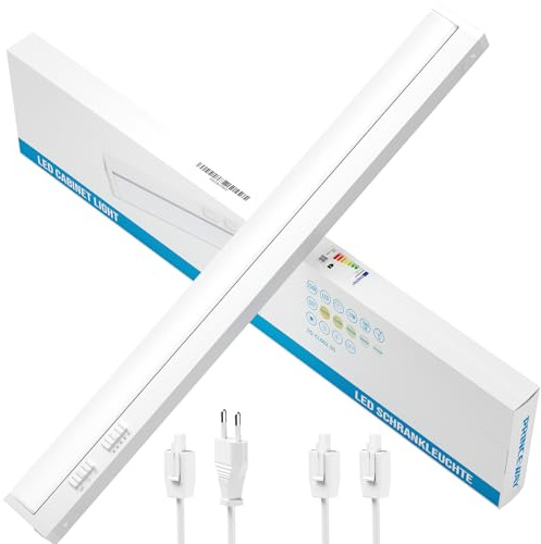 PRINCEWAY Lampara LED Regulable para Luce Cocina bajo Mueble, 12W 1080Lm Longitud 610MM Lampara Aplique de Pared LED con Interruptor, Cable de Alimentación y Enchufe, 5 Temperatura de Color