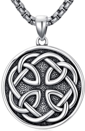PDTJMTG Keltischer Knoten Kette 925 Sterling Silber Irischer Knoten Keltischer Medaillon Anhänger für Herren Damen