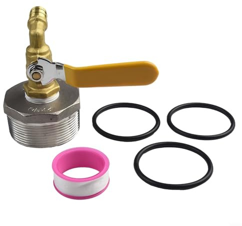 Robinet de rechange DN50 en acier inoxydable avec filetage en cuivre et 3 joints toriques, robinet anti-fuite pour bidon d'huile de 200 L ou réservoir d'eau, jardin et extérieur
