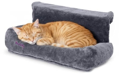 Petlicity Snuggle Padded Cat Radiator Bed - Machine Washable Fleece Cover and Foldable Arms Cat Hammock - Radiator Beds for Indoor Cats, Dogs and Small Pets - Grey