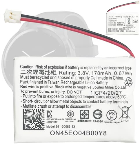 Aousavo 361-00086-23 Batterie de rechange compatible avec Gar-min Forerunner 225 235 630 735XT 010-01959-00 Gar-min Instinct Vivoactive 4 Approach G10 Smartwatch Watch 361-00086-23