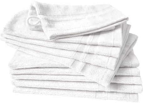 Dyckhoff Waschhandschuhe 10er Set, 100% Baumwolle, 16x21cm, weiß | Zwirnfrottier, 340 g/m², hochwertige Qualität, ideal für Wellness und Spa, pflegeleicht und langlebig